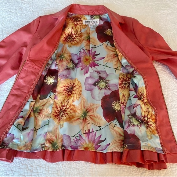 Bradley Bayou 100% Leather Peplum Ruffle Zip Front Jacket - XXS - Picture 7 of 15